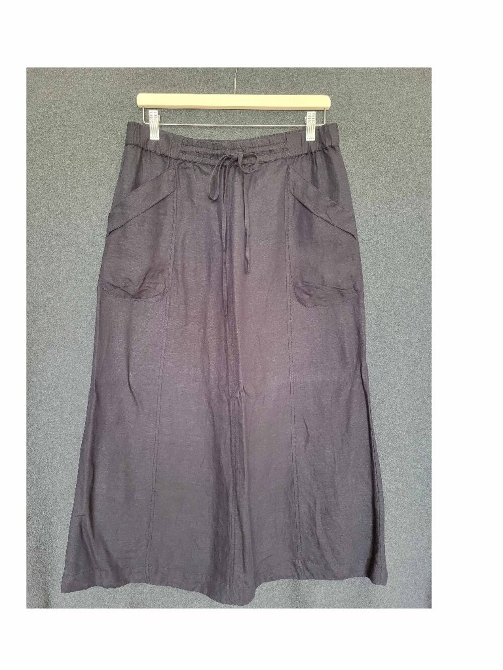 Black Linen Maxi Utility Skirt Modest Lagenlook Coastal Boho M Urban Outfitters